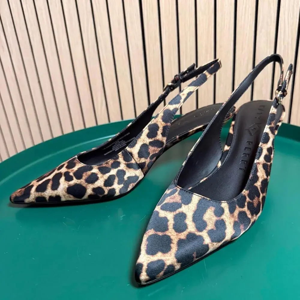 Katy Perry Leopard Print Oceanview Pointed Toe Slingback Pumps (Size 8, NEW)
